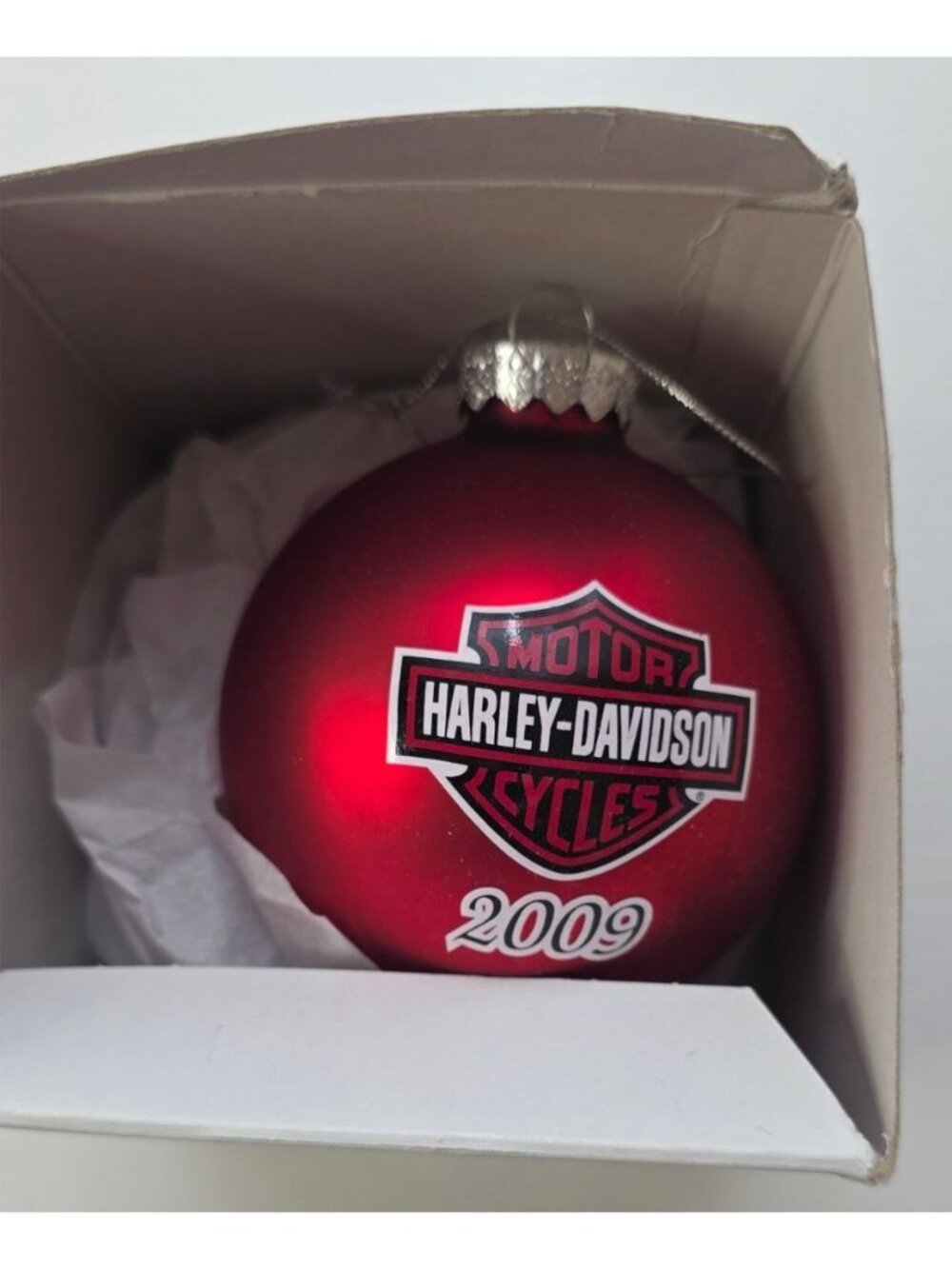 2009 Harley-Davidson " Happy Holiday Santa " Glass Ball Ornament in Box